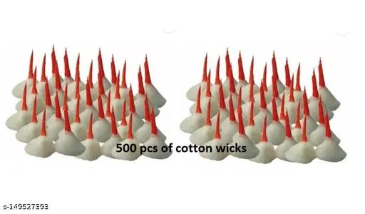 Om Phool Batti Round Batti Cotton Wick Puja Articles (White, Pack of 500)