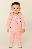 Hosiery Cotton Printed Clothing Set for Boys, Peach 