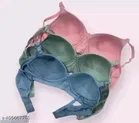 Cotton Solid Bra for Women & Girls, Multicolour, Pack of 3 