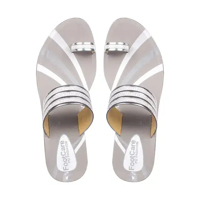 Flats for Women (Silver, 8)