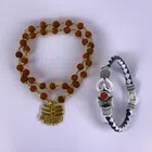 Designer 5 Mukhi Rudraksha Bracelet with Mala for Men (Multicolor, Set of 2)