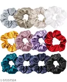 Satin Scrunchies for Women (Multicolor, Pack of 12)