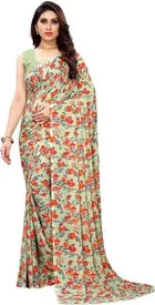 Kanooda Prints Georgette Women Saree With Un-stitched Blouse 