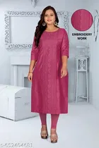 Solid Button Chanderi Cotton Kurti for Women, Pack of 2 