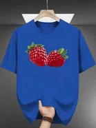 Polyester Printed Half Sleeves T-Shirts For Men, Blue 