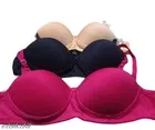 Hosiery Printed Bra for Woman, Multicolour, Pack of 3 
