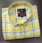 Cotton Blend Checked Shirt for Men, Yellow 