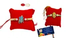 Metal 2 Pcs Rakhi with Greeting card, Roli 