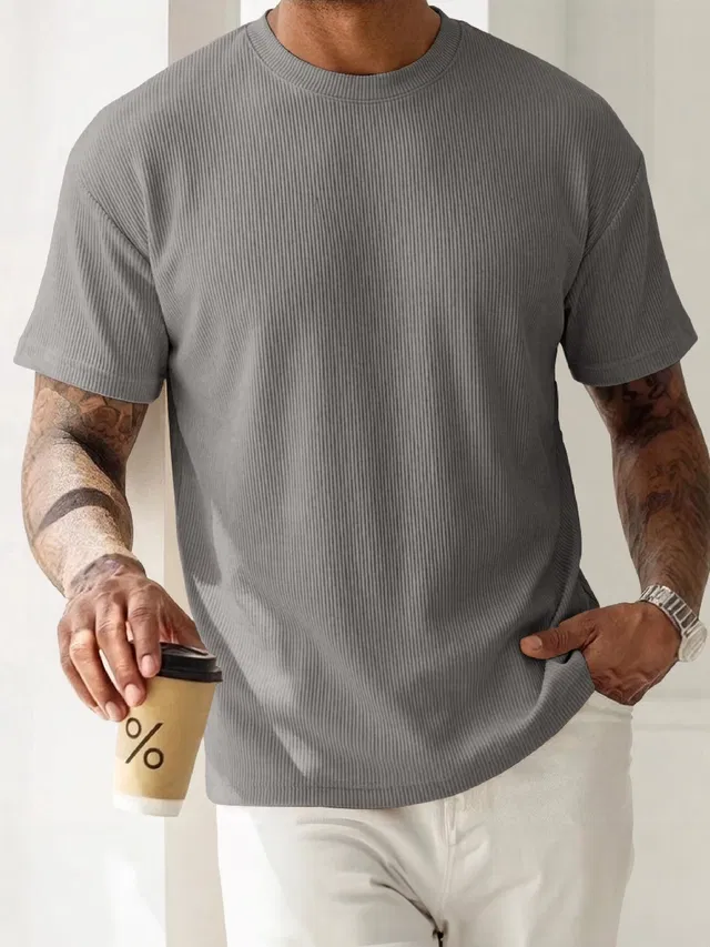 Casual T-shirt for Men (Grey, XL)