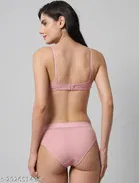 Cotton Blend Solid Lingerie Set for Women 