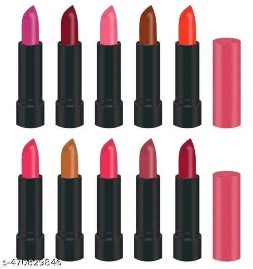 Long-Lasting Lipsticks for Women, Multicolor, Pack of 10