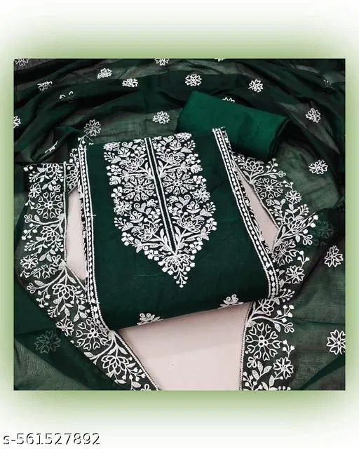 Chanderi Cotton Punjabi/All Over Suits for Women (Green, 6.45 meter (XL)