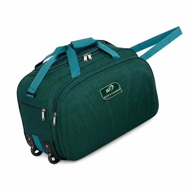Polyester Solid Waterproof Duffel Bag with Wheels, Sea Green [60 L]