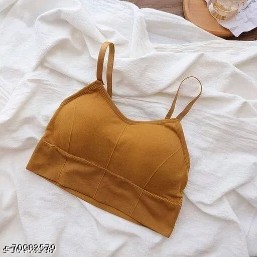 Viscose Spandex Sports Bra for Women, Mustard (32B)