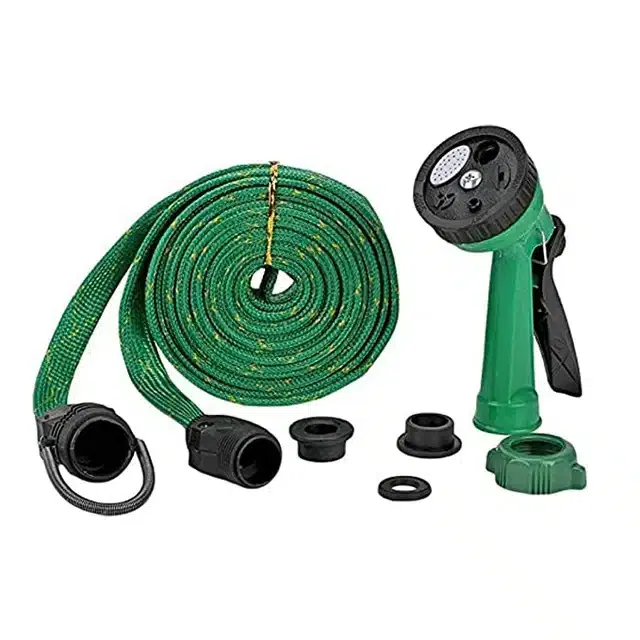 Plastic Water Spray Gun Hose Pipe for Garden (Multicolor, 10 m)