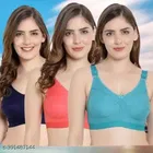 Cotton Blend Solid Non Padded Bra for Women 