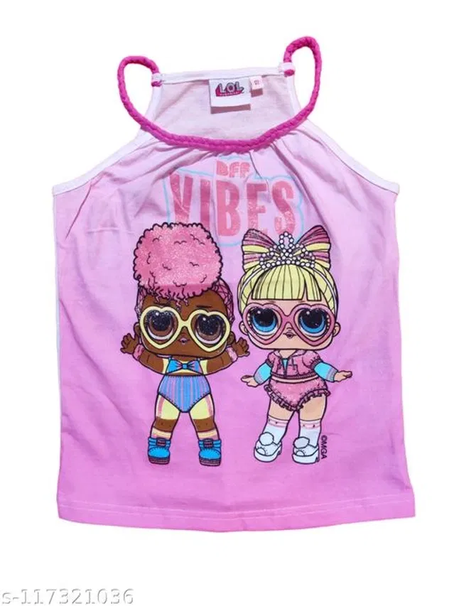 Cotton Tops for Girls (Pink, 3-4 Years)