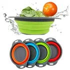 Plastic Round Foldable Multi-Use Kitchen Strainer, Assorted_2712