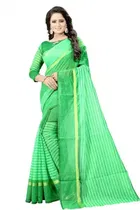 Polycotton Striped Saree for Women 