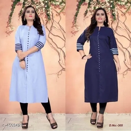 Solid Cotton Kurti for Women, Pack of 2 (5XL)