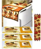 Knit Printed Fridge 3 Pcs Mat with Top & Handle Cover 