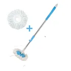 Stainless Steel Spin Mop Rod Set with 1 Refill (Blue & White, Set of 2)