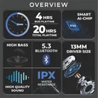 TecSox ACE Wireless Earbuds | Balanced Sound with 20 Hr Playtime