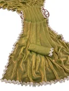 Satin Solid Saree for Women, Gold 