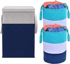 Canvas Laundry Basket,Blue & Green,  