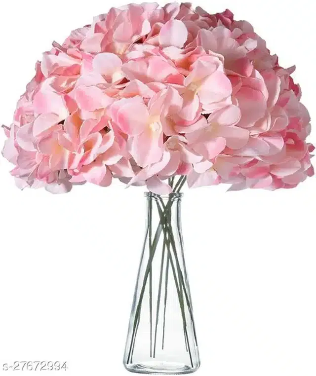 Polyester Artificial Flowers Bunch (Pink, Pack of 5)