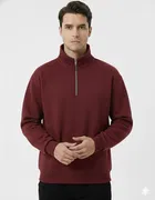 Fleece Solid Sweatshirt for Men, Maroon 