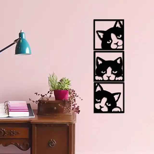Wooden Self Adhesive Wall Sticker (Black)