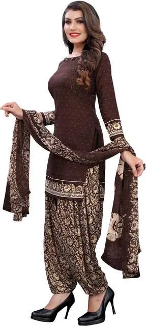 Crepe Unstitched Suit for Women (Brown, Free Size)