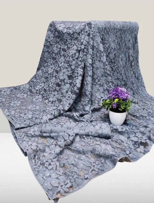 Net Solid Saree for Women (Grey, 6.3 m)