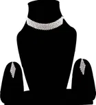 Alexandrite Choker Jewellery Set, Alloy Silver Plated, Set of 1