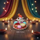 Metal Decoretive Pooja Thali, Multicolour Pack of 1