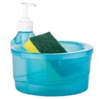 Plastic Double Layer 2 in 1 Soap Pump Liquid Soap Dispenser (Blue)