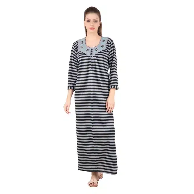 Woolen Hosiery Nighty for Women (Black, Free Size)