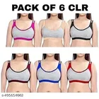 Cotton Sports Bra for Women & Girls, Multicolour, Pack of  6 