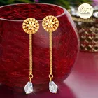 Designer Gold Plated Chain Drop Earrings Set for Women & Girls 