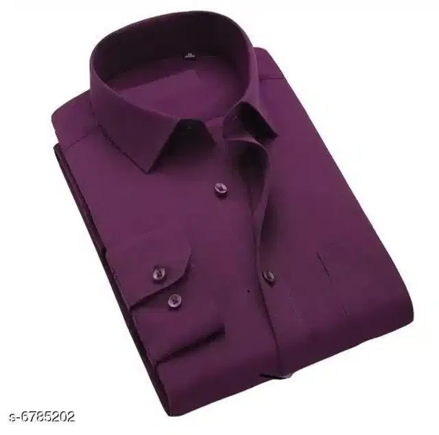 Cotton Blend Solid Full Sleeves Shirt for Men (Purple, M)
