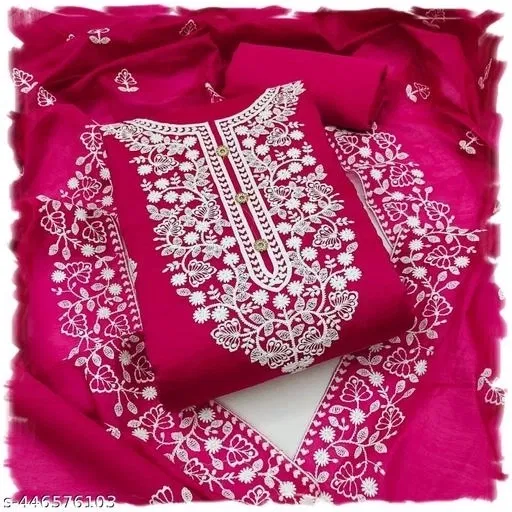 Cotton Unstitched Suit for Women (Pink, Free Size)