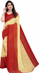 कनूड़ा फैंसी विमेंस जॉर्जेट फ्लावर प्रिंटेड साड़ी 