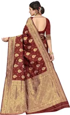 Silk Woven Design Saree for Women, Maroon 
