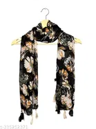 Printed Chiffon Scarves with Tassels for Women, Multicolor, Pack of 2