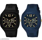 Silicon Strap Analog Watch for Boys (Multicolor, Pack of 2)