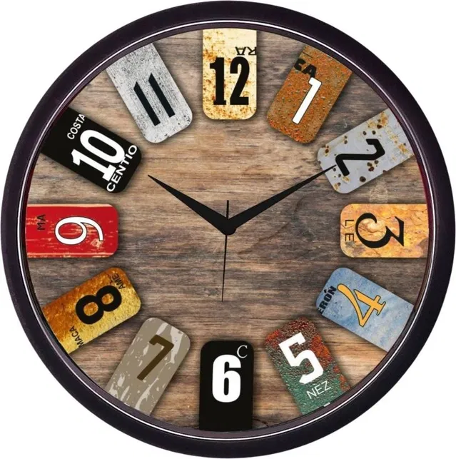 Stylish Analog Wall Clock, Medium [11" × 11"], Plastic (Multicolor)