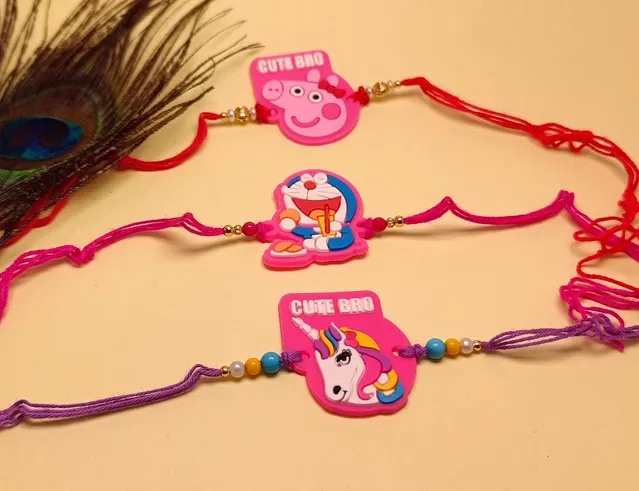 Synthetic Rakhi for Kids (Multicolor, Pack of 3)