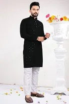 Cotton Blend Sequin Kurta for Men 