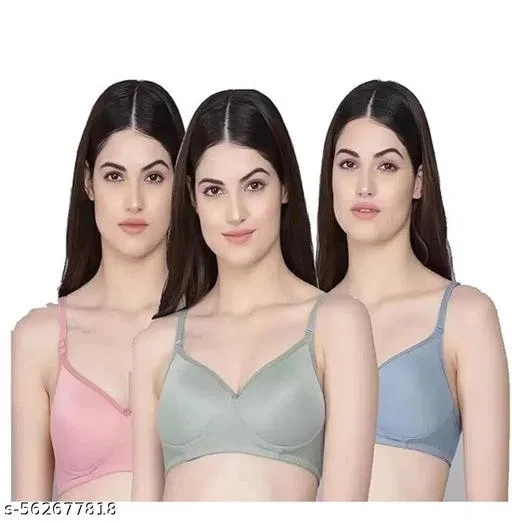 Padded Bra for Women, Pack of 3 (Beige, 34A)